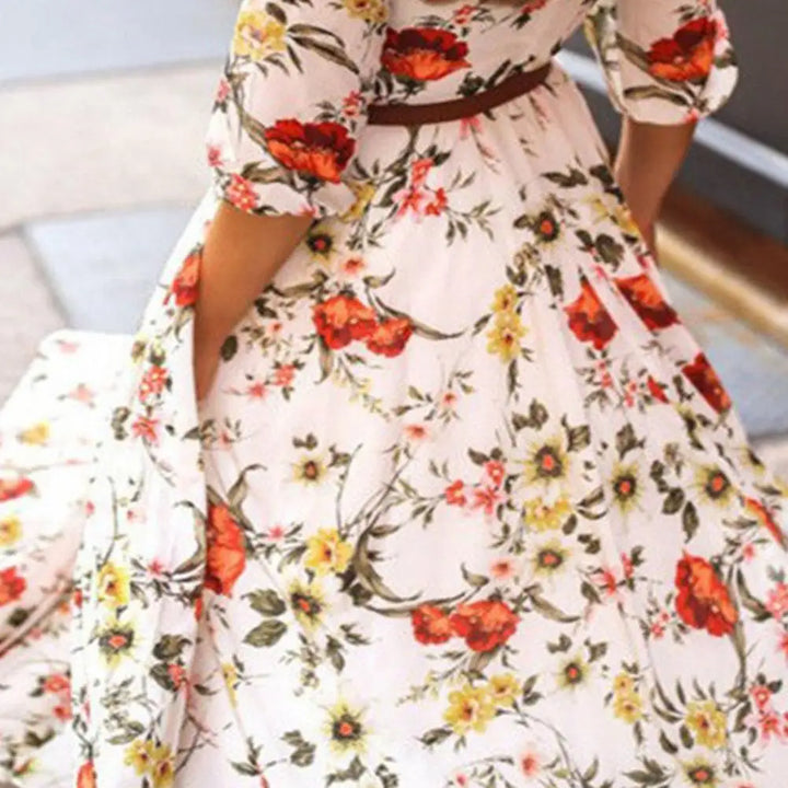 Klara – Elegant Floral Maxi Dress with Graceful Swing